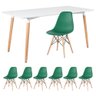KIT - Mesa de jantar retangular Eames 80 x 160 cm branco + 6 cadeiras Eiffel DSW Verde escuro - 1