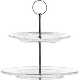 Kit 2 Porta Doces Festa Duplo 2 Andares Cristal 23x25cm Docinhos Salgados Renaissance Lyor - 3