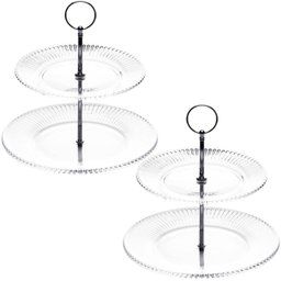 Kit 2 Porta Doces Festa Duplo 2 Andares Cristal 23x25cm Docinhos Salgados Renaissance Lyor - 1