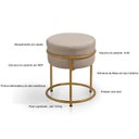 Ver imagem 5 de Puff Redondo Argola Levi Veludo Bege Base em Aço Dourado