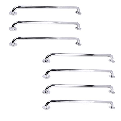 Barra de Apoio 70cm Inox Kit 7 Unidades Banheiro Box Idoso Deficiente Suporte Gestante Acessibilidad