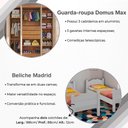 Ver imagem 5 de Conjunto Quarto Beliche Madrid + Guarda-Roupa Domus Max 4 Portas com 2 Colchões - Branco/Off-White