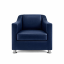 Ver imagem 5 de Kit 3 Poltronas Reforçadas Recepção Barbearia Tecido Corino Azul-marinho