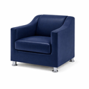 Ver imagem 4 de Kit 3 Poltronas Reforçadas Recepção Barbearia Tecido Corino Azul-marinho
