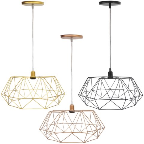 Pendente Aramado Estádio Grande Cabo Cristal 2M Luminária Lustre Teto Moderno Retrô Vintage Agp Agp
