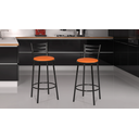 Ver imagem 1 de Kit Banqueta com Encosto Altura de 70cm e Assento de 35cm:laranja/preto