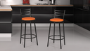 Ver imagem 1 de Kit Banqueta com Encosto Altura de 70cm e Assento de 35cm:laranja/preto