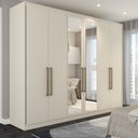 Ver imagem 1 de Guarda-roupa Casal Guarujá 6 Portas 6 Gavetas com Espelho 100% Mdf Off White - Panorama Móveis