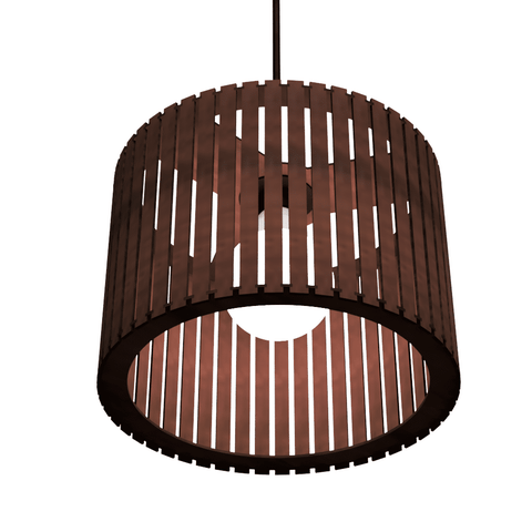 Luminária Pendente Berlim Modelo Ripado -:Marrom