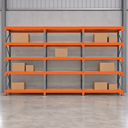 Ver imagem 5 de Mini Porta Pallet 200 Kg por Nivel Inicial +2 Continuação com 5 Niveis Laranja com Mdf Cru