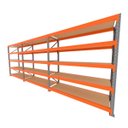 Ver imagem 1 de Mini Porta Pallet 200 Kg por Nivel Inicial +2 Continuação com 5 Niveis Laranja com Mdf Cru
