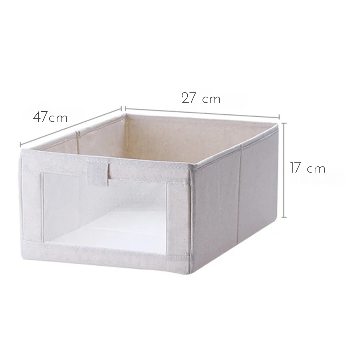Caixa Organizadora Organiz Tecido com Visor 47x27x17cm 03un Cor:bege - 2