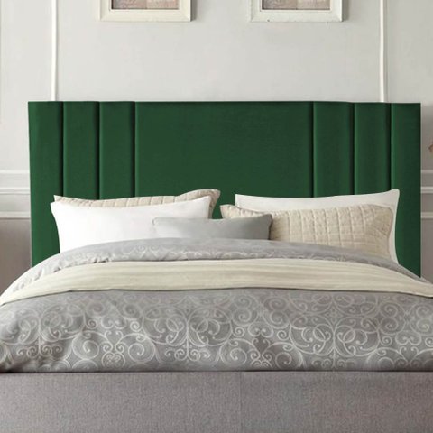 Cabeceira Estofada Grécia 160CM Queen Suede Verde - D A DECOR