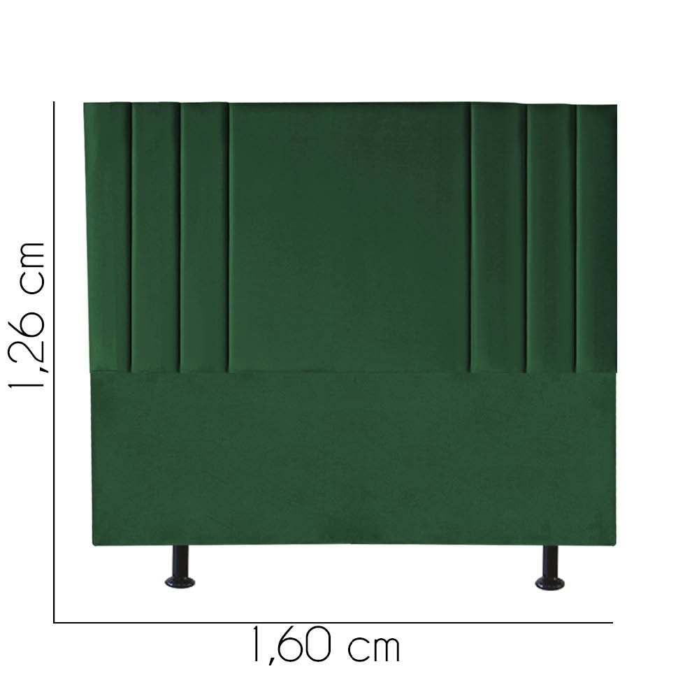 Cabeceira Estofada Grécia 160CM Queen Suede Verde - D A DECOR - 3