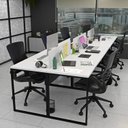 Ver imagem 4 de Escrivaninha Mesa Escritório 6 Lugares 360cm Industrial Branco