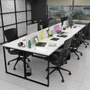 Ver imagem 6 de Escrivaninha Mesa Escritório 6 Lugares 360cm Industrial Branco