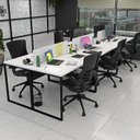 Ver imagem 1 de Escrivaninha Mesa Escritório 6 Lugares 360cm Industrial Branco
