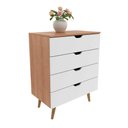 Ver imagem 1 de Cômoda Quarto 4 Gavetas Amêndoa e Branco