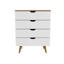 Ver imagem 3 de Cômoda para Quarto 68cm X 92,5cm com 4 Gavetas e Pés Palito Cor:amêndoa com Branco