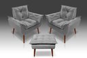 Ver imagem 1 de Kit 2 Poltronas Opala + 1 Puff Opala Suede Cinza Claro - Tucanos Estofados