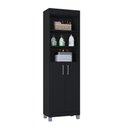 Ver imagem 3 de Armário Multiuso Versati Preto com 2 Portas para Lavanderia com Design Moderno Poquema