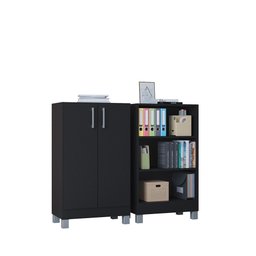 Armário Multiuso Versati Preto com 2 Portas para Lavanderia com Design Moderno Poquema - 4