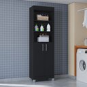 Ver imagem 1 de Armário Multiuso Versati Preto com 2 Portas para Lavanderia com Design Moderno Poquema