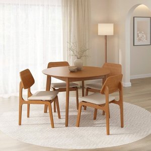Kit Mesa de Jantar Extensível Redonda Tarsila e 4 Cadeiras Jandaia CabeCasa MadeiraMadeira