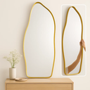 Ver imagem 3 de Espelho Orgânico Magnus 90x40cm com Moldura Dourada – Design Moderno para Quarto, Banheiro e Sala