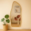 Ver mais imagens de Espelho Orgânico Magnus 90x40cm com Moldura Dourada – Design Moderno para Quarto, Banheiro e Sala