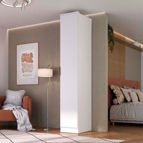 Guarda Roupa Ravi em Mdf 41x232,2cm 1 Porta Branco 1138
