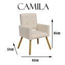 Ver imagem 5 de Poltrona Cadeira Decorativa c/ Costas Vazadas Camila Pés Palito Suede Cinza - LM DECOR