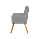 Ver imagem 3 de Poltrona Cadeira Decorativa c/ Costas Vazadas Camila Pés Palito Suede Cinza - LM DECOR