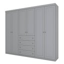 Ver imagem 2 de Cômoda e Guarda Roupa Casal 6 Portas Americano Cinza – Henn