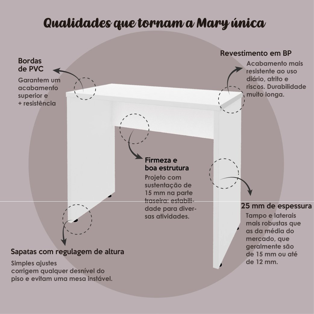 Escrivaninha 90,8cm Mary Home Office - 5