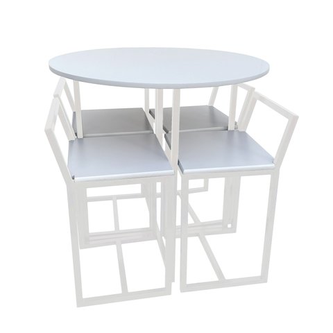 Mesa Prime 4 Cadeiras Branco/Branco Redonda BF Decor Prime Compacta