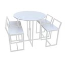 Ver imagem 2 de Mesa Prime 4 Cadeiras Branco/Branco Redonda BF Decor Prime Compacta