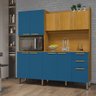Armário e Balcão de Cozinha Jean Cinamomo e Azul Turquesa - 3