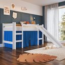 Ver imagem 3 de Cama Infantil Elevada com Escorregador e Cortina