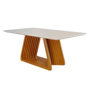 Mesa de Jantar Moderna Madeira Maciça com Vidro 2,40x1,10m - Obsidiana - Harmonia Salas