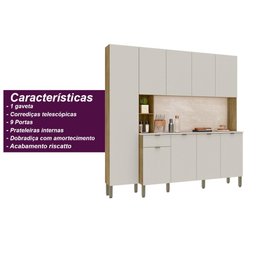 Armario de Cozinha Compacta 9 Portas 1 Gaveta Pulse - Freijó/soft - 6