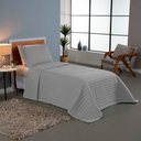Ver imagem 2 de Kit Cobre Leito Colcha Bellini Solteiro Dupla Face Percal 300 Fios Textura Matelassê 2 Peças - Cinza