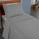 Ver imagem 3 de Kit Cobre Leito Colcha Bellini Solteiro Dupla Face Percal 300 Fios Textura Matelassê 2 Peças - Cinza