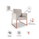 Ver imagem 5 de Kit 10 Poltronas Recepção Courino 3 Cores - Base Ferro Cobre - Bege