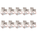 Ver imagem 1 de Kit 10 Poltronas Recepção Courino 3 Cores - Base Ferro Cobre - Bege