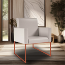 Ver imagem 2 de Kit 10 Poltronas Recepção Courino 3 Cores - Base Ferro Cobre - Bege