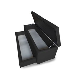 Puff Baú Sapateira Casal Bello Box Suede Preto - 3