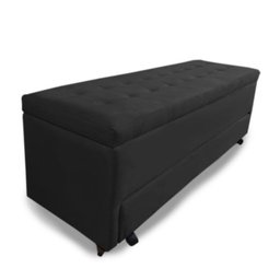 Puff Baú Sapateira Casal Bello Box Suede Preto - 4