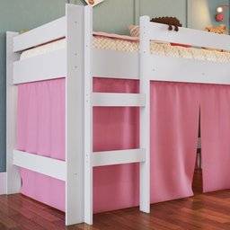 Cama Infantil Elevada com Escorregador e Cortina  - 7