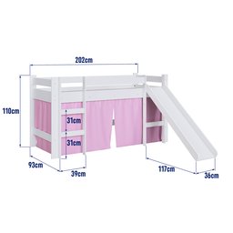 Cama Infantil Elevada com Escorregador e Cortina  - 5